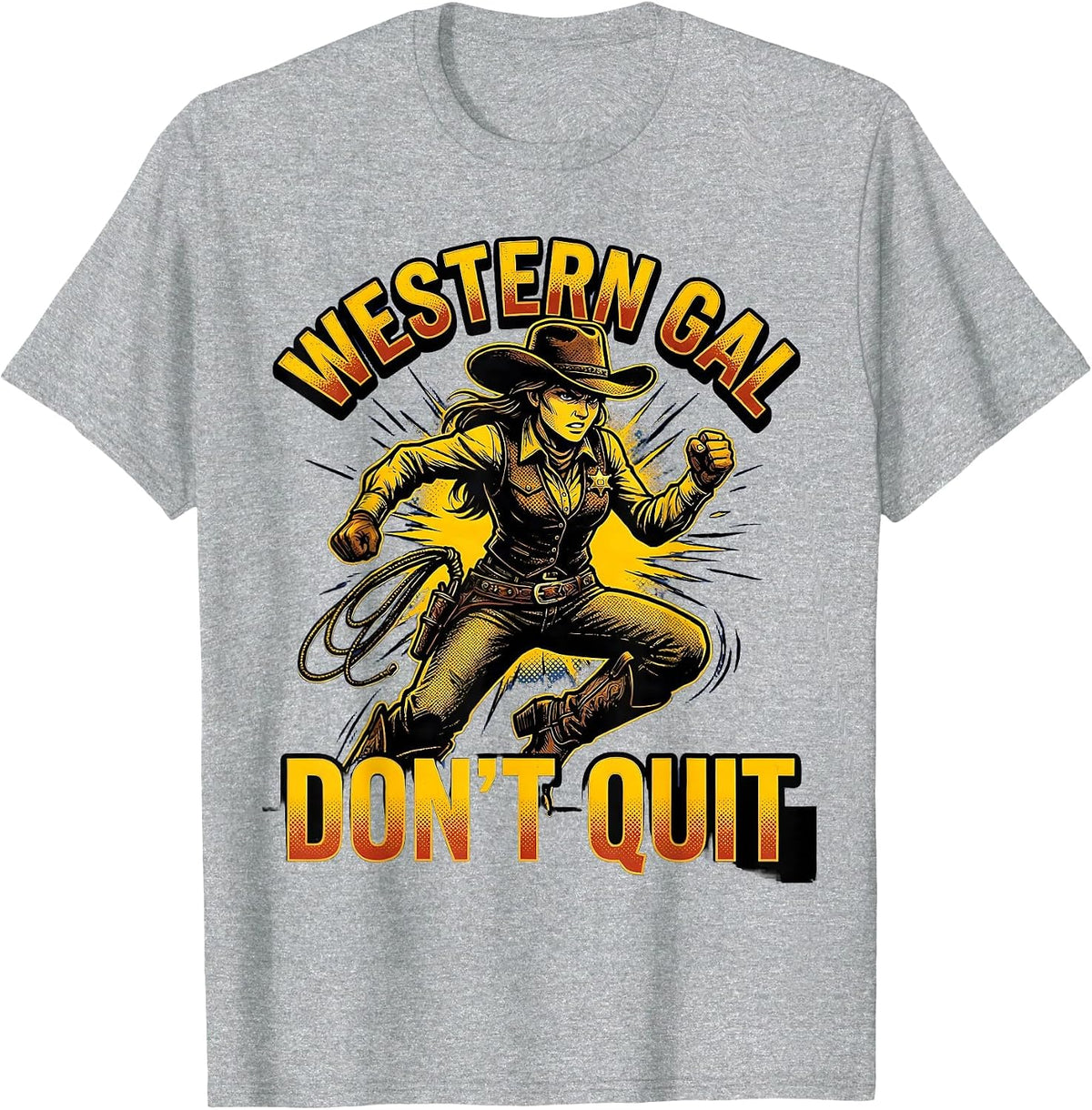 Men's Western Gal Don't Quit Cowgirl Design T-Shirt - Heather Grey