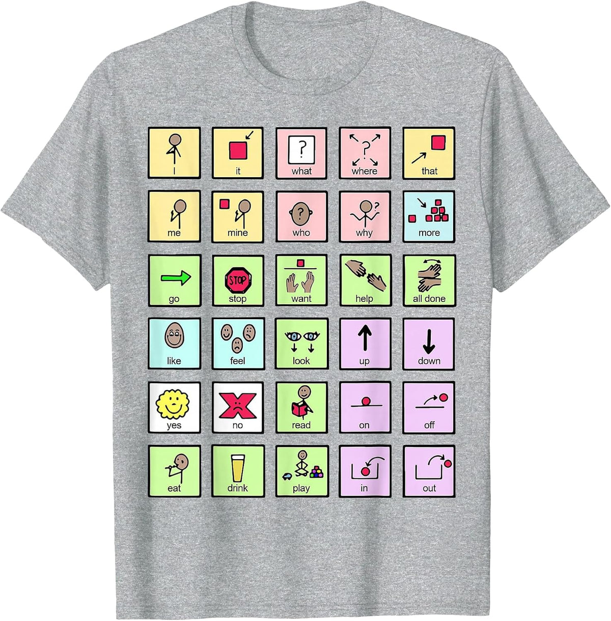 AAC Core Board Speech Pathology Speech Therapist T-Shirt - Heather Grey