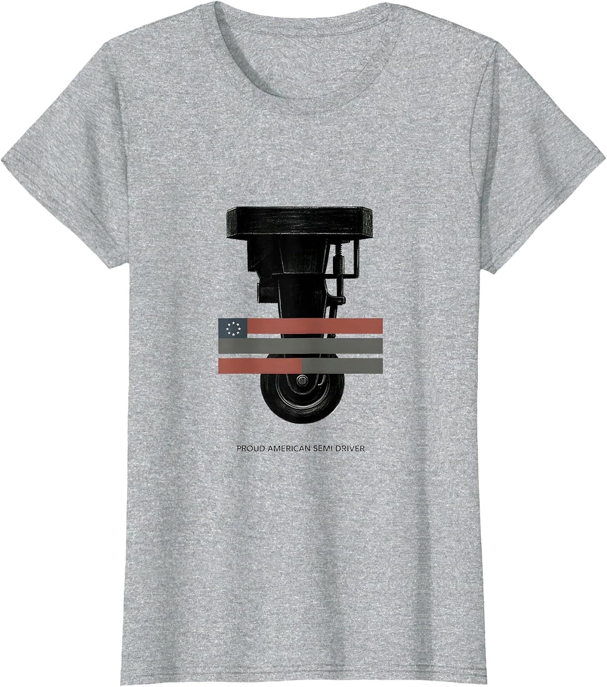 Proud American Semi Driver Patriotic Trucker Gift T-Shirt - Heather Grey