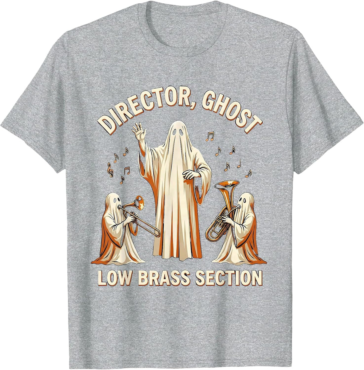 Men's Director Ghost Low Brass Section Whimsical Music Teacher T-Shirt - Heather Grey