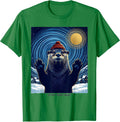 Men's Otterly Merry Nights Whimsical Animal Lover Van Gogh Parody T-Shirt - Kelly Green