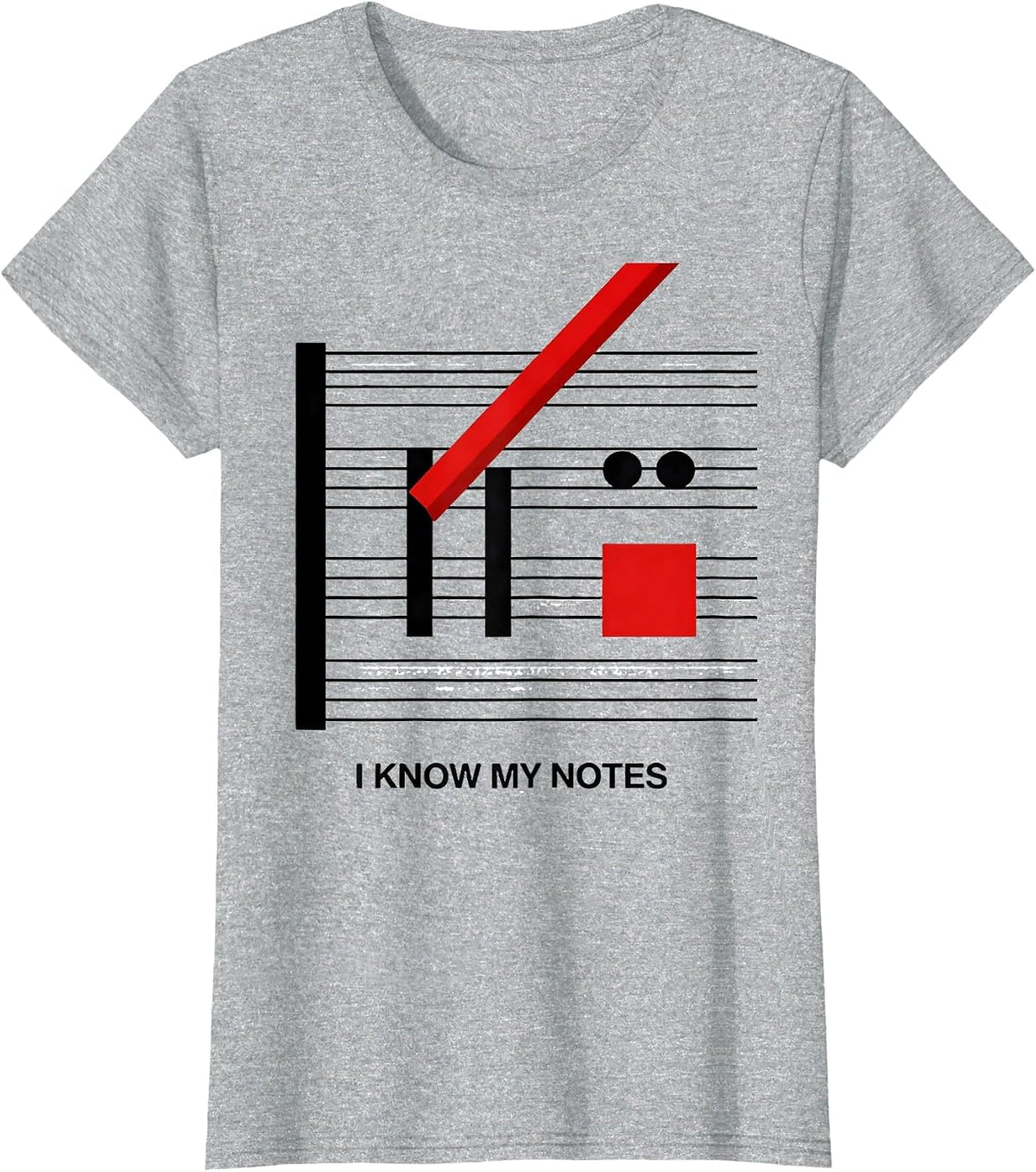 Women's I Know My Notes Funny Musician Music Lover Humor T-Shirt - Heather Grey