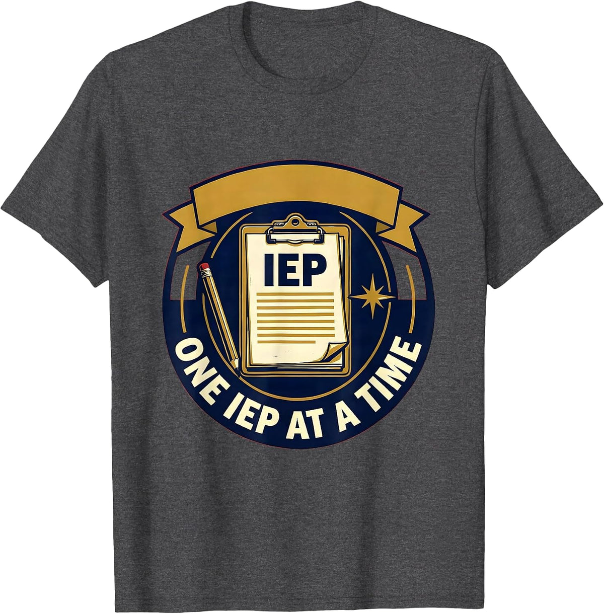 Men's Sped Teacher One IEP at a Time Design T-Shirt - Dark Heather Grey