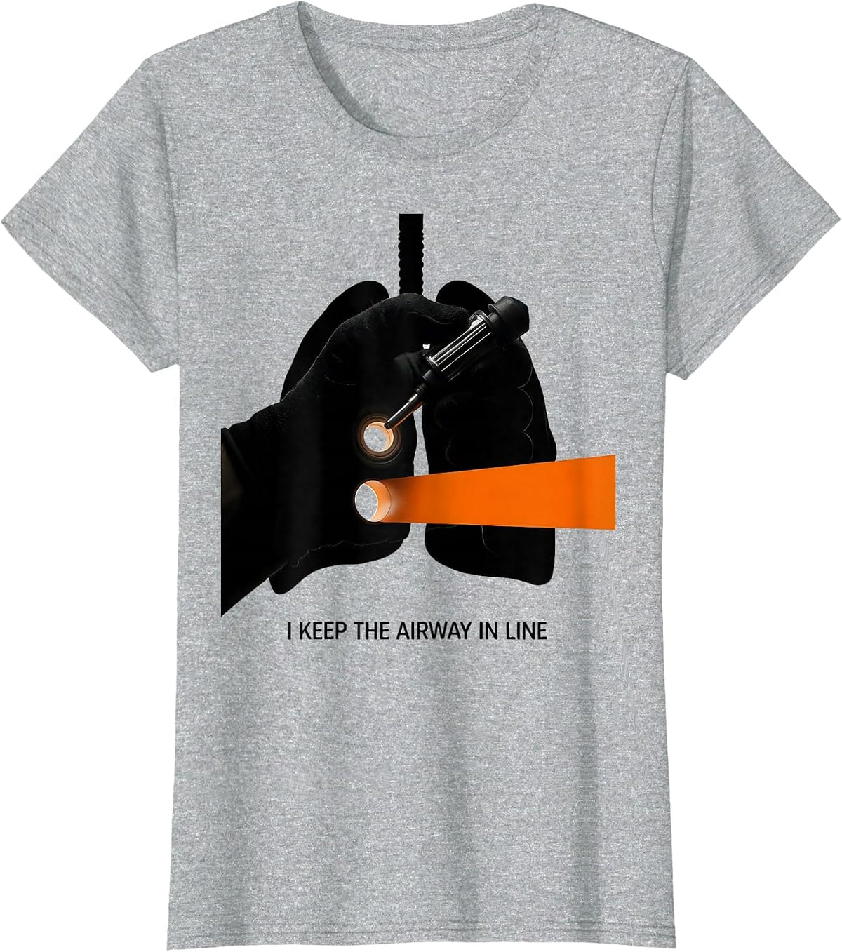 I Keep The Airway In Line Funny Respiratory Therapist RT T-Shirt - Heather Grey