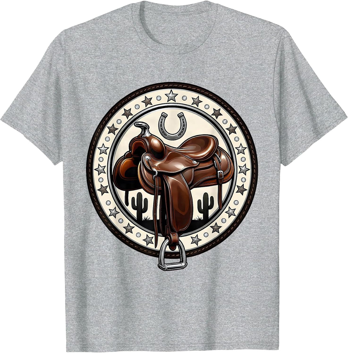 Men's Empty Saddle Desert Cowboy Western Illustration T-Shirt - Heather Grey