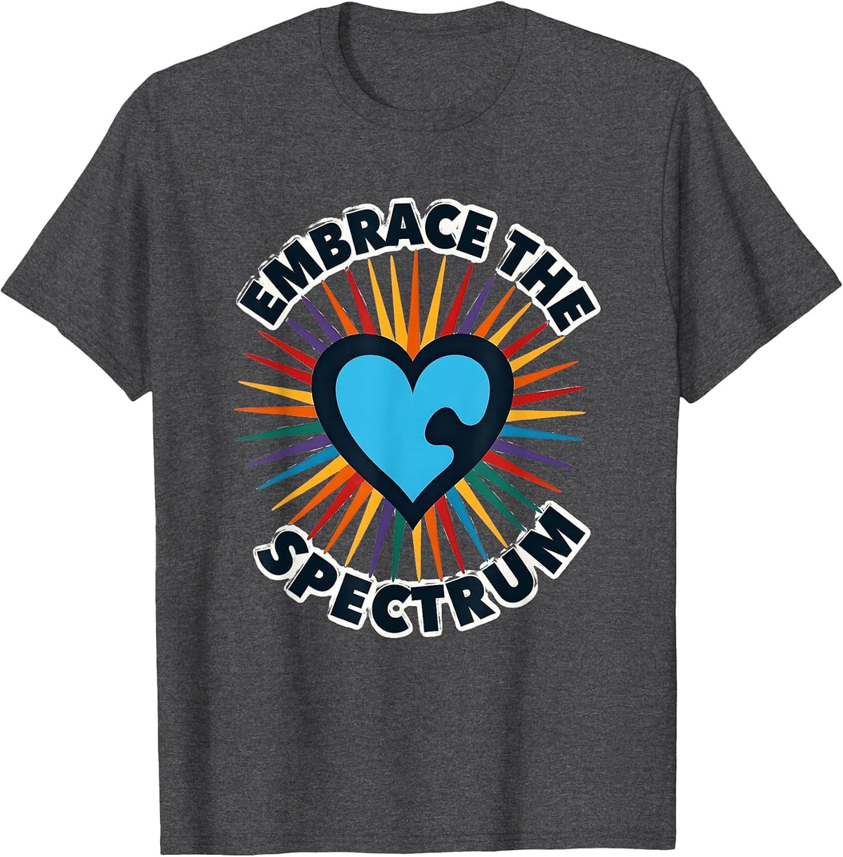 Embrace the Spectrum Light It Up Blue Autism Design T-Shirt - Dark Heather Grey