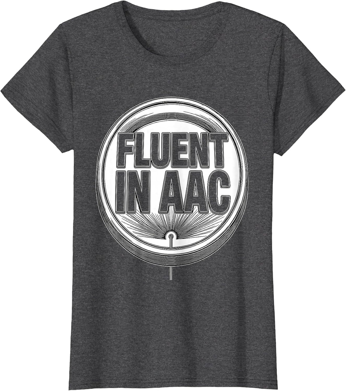 Women's Fluent In AAC Line Art Speech Therapy SLP Teacher T-Shirt - Dark Heather Grey