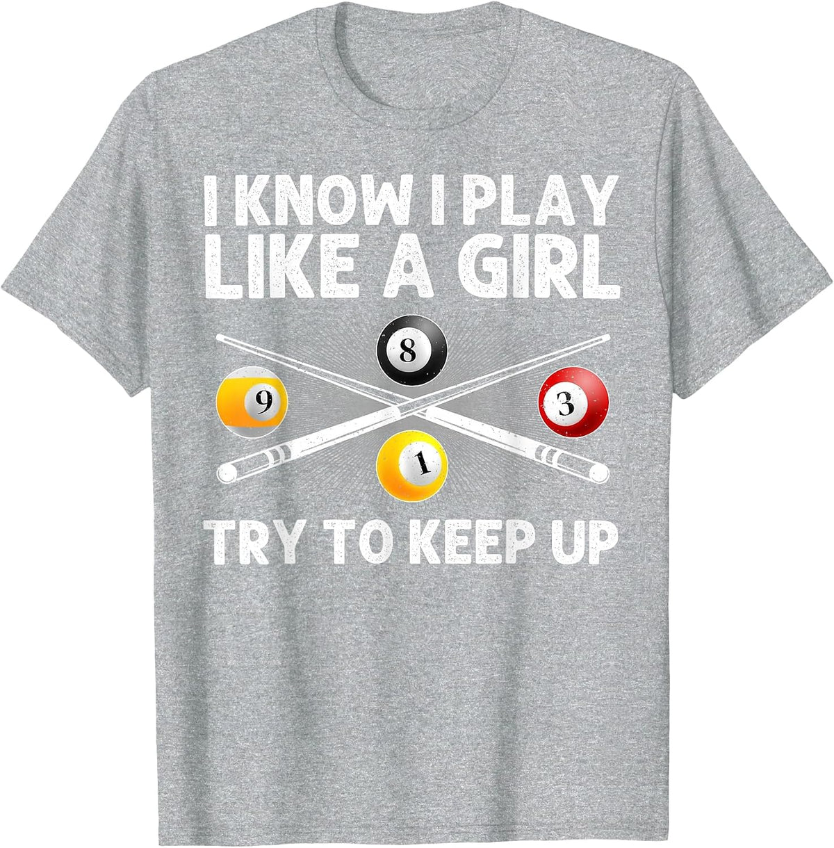 Funny Pool Design for Women Girls Billiards Pool Player T-Shirt - Heather Grey