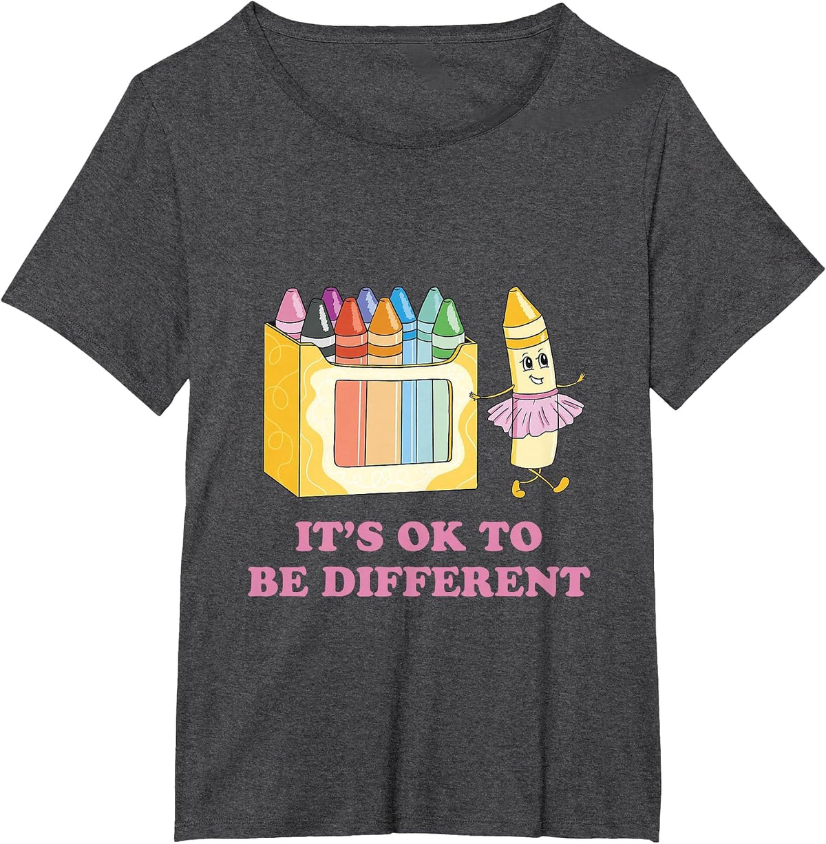 It's Okay to be Different Crayons, Autism Awareness Month T-Shirt - Dark Heather Grey