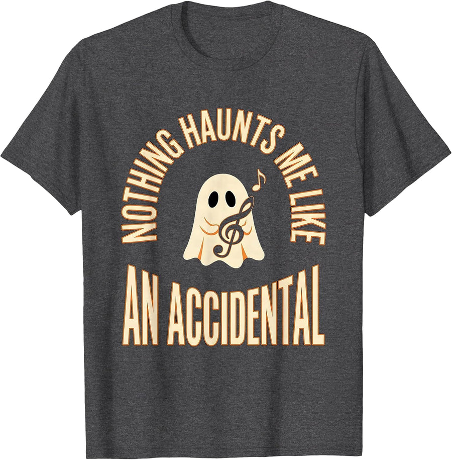 Men's Nothing Haunts Me Like An Accidental Funny Music Teacher T-Shirt - Dark Heather Grey