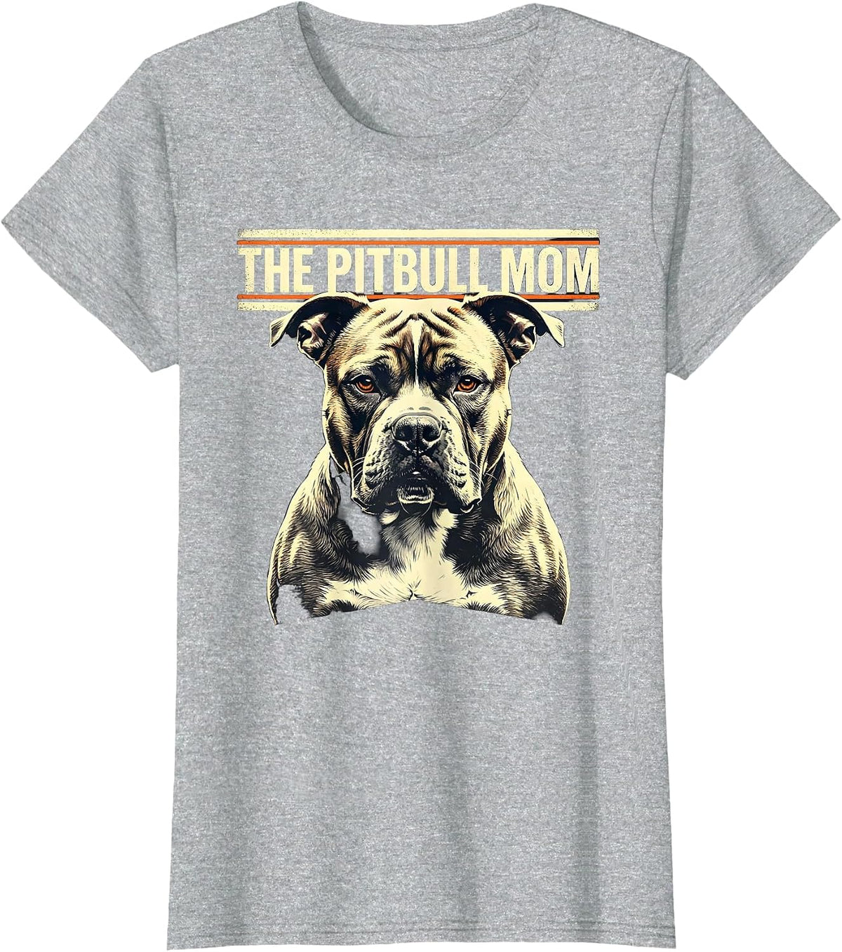 The Pitbull Mom Stencil Ghost Dog Halloween Skeleton T-Shirt - Heather Grey