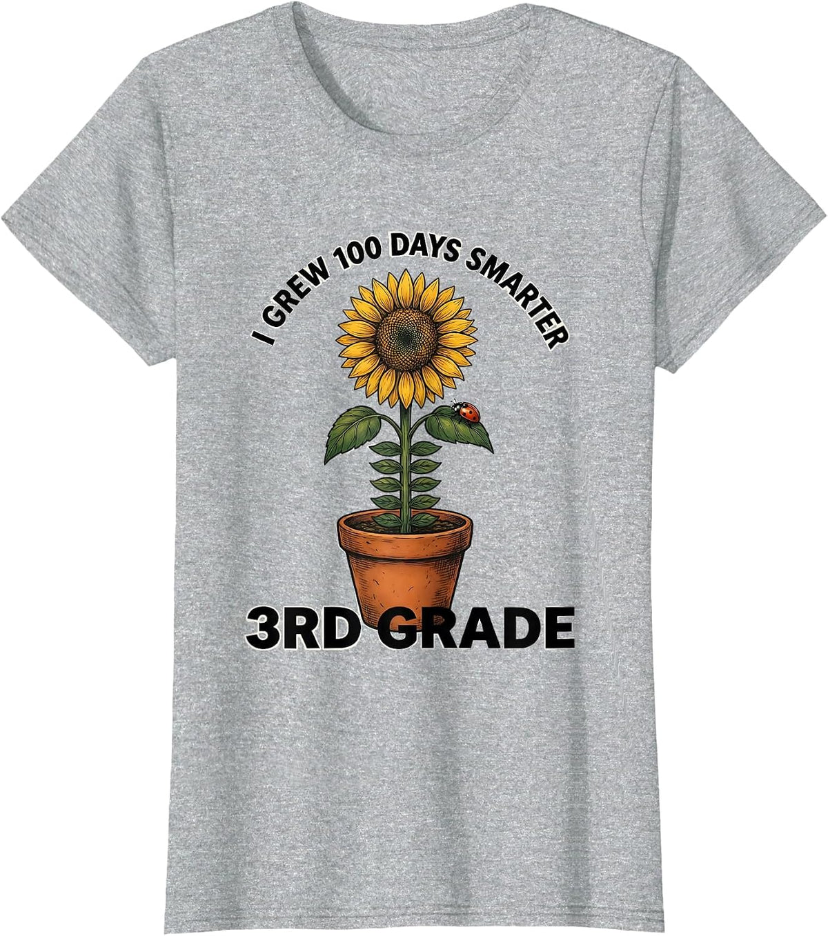 I Grew 100 Days Smarter — 3rd Grade Playful Teacher T-Shirt - Heather Grey