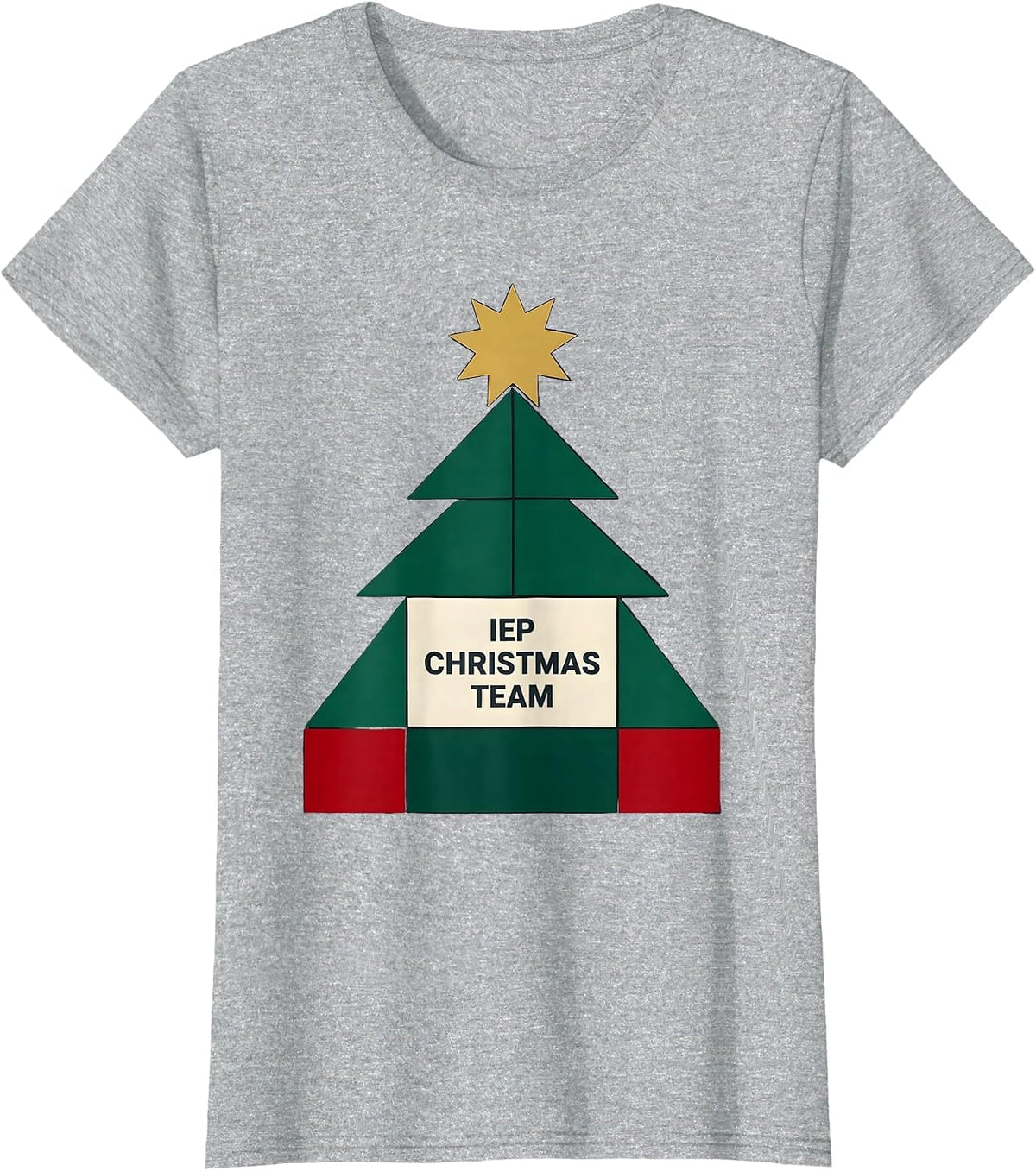IEP Christmas Team Quilt Block Patchwork Special Ed Teacher T-Shirt - Heather Grey