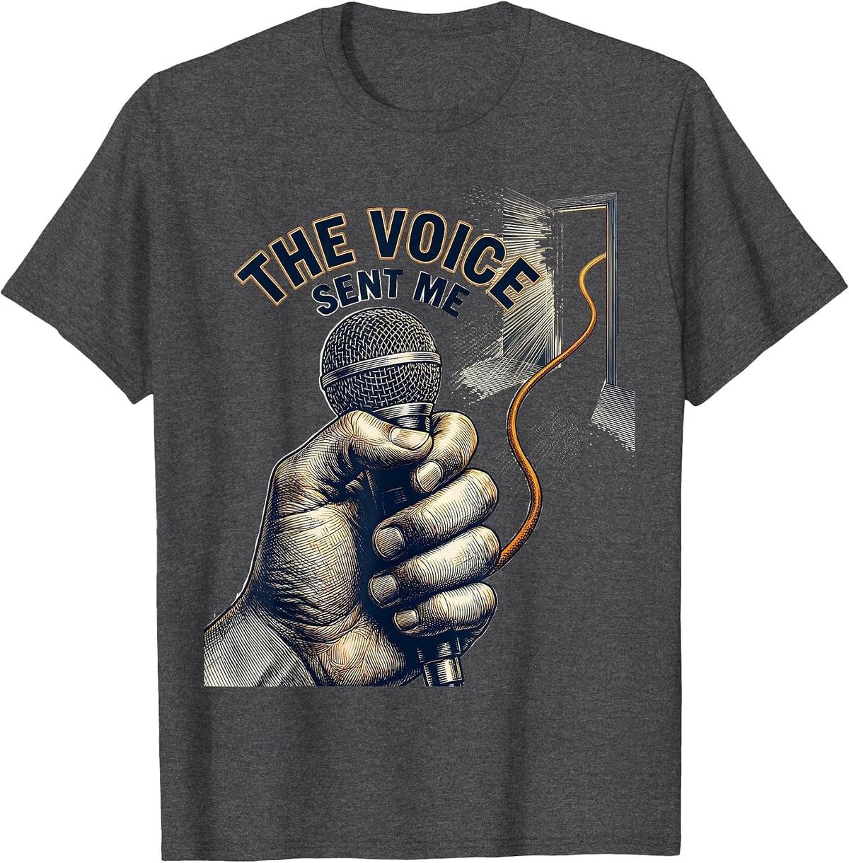 The Voice Sent Me Crosshatch Etching 911 Dispatcher Thin T-Shirt - Dark Heather Grey