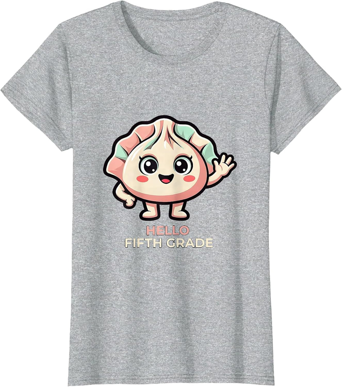 Hello Fifth Grade Kawaii Dumpling Cute Back to School Girl T-Shirt - Heather Grey
