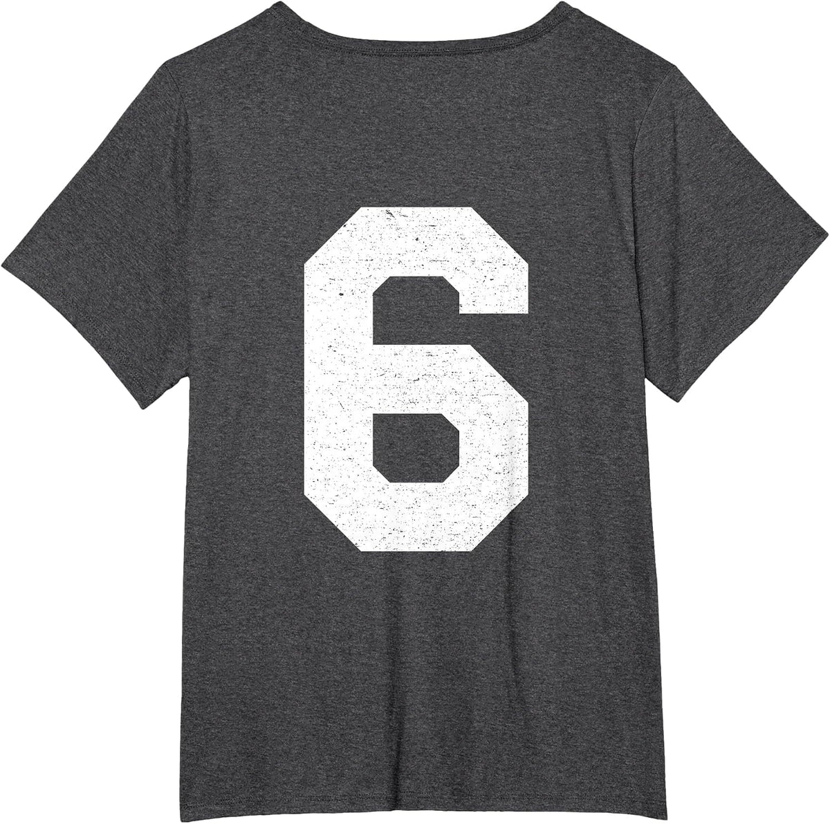 #6 Jersey Uniform Varsity Sports Number, 6th Birthday T-Shirt - Dark Heather Grey