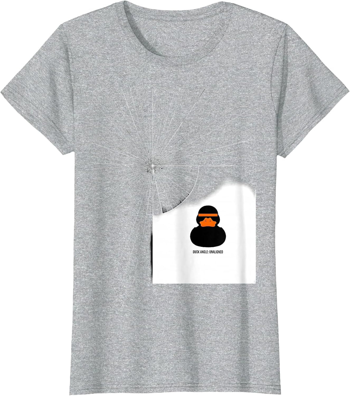 Women's Duck Angle: Unaligned Funny Duck Novelty Humor Gift T-Shirt - Heather Grey