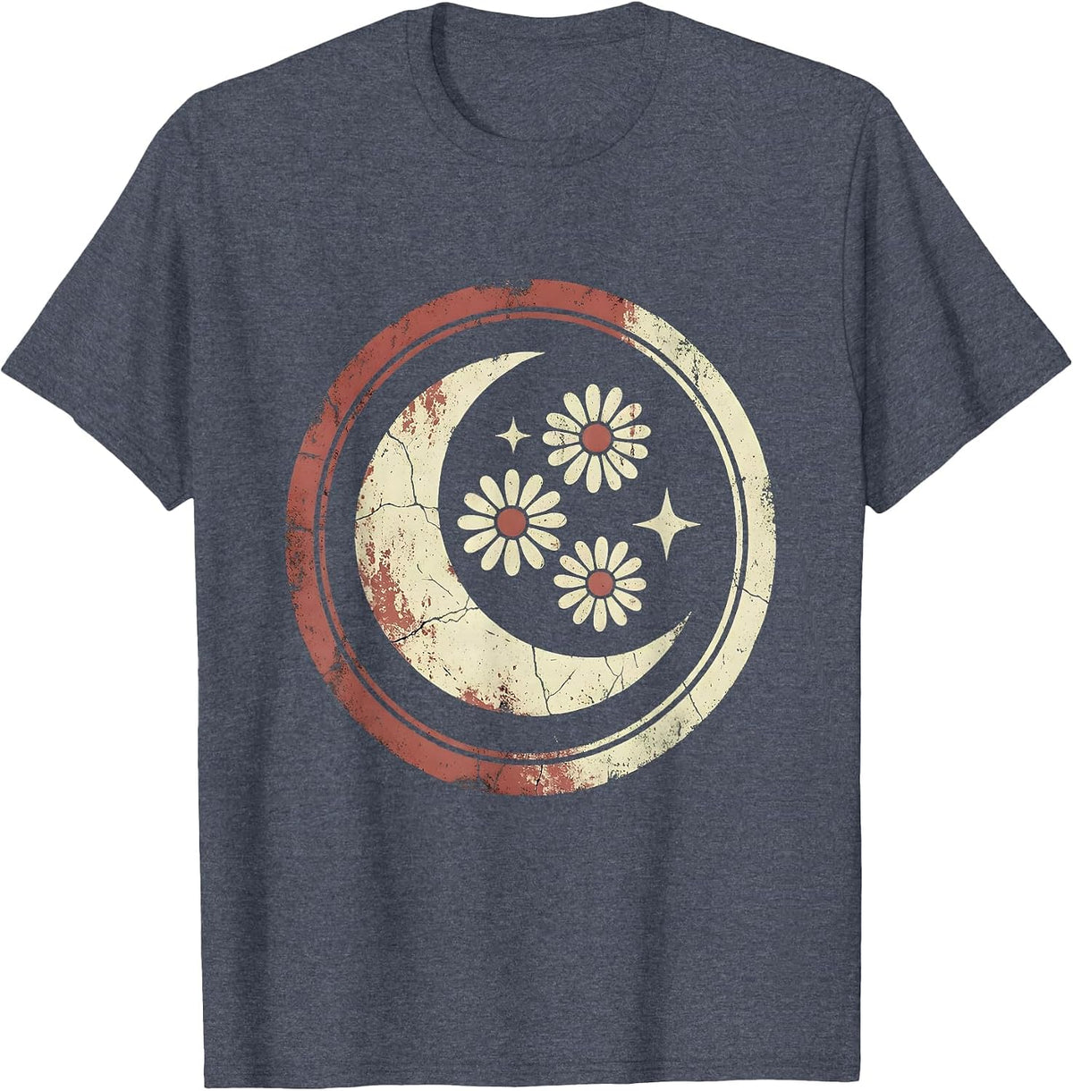 Vintage Red White Blue Floral Bouquet Ribbon T-Shirt - Heather Blue
