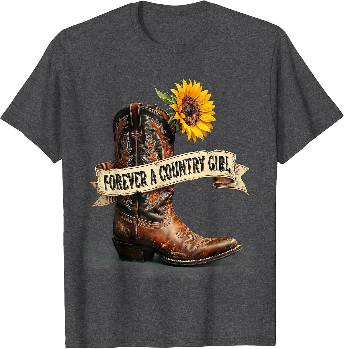 Forever A Country Girl 90s Country Music Design T-Shirt - Dark Heather Grey