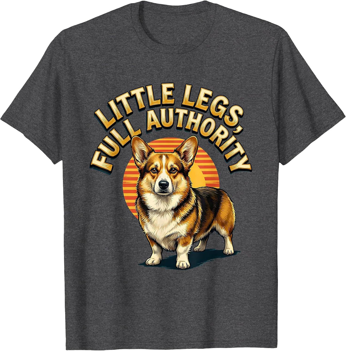 Men's Little Legs, Full Authority Funny Corgi Dog Owner Retro T-Shirt - Dark Heather Grey