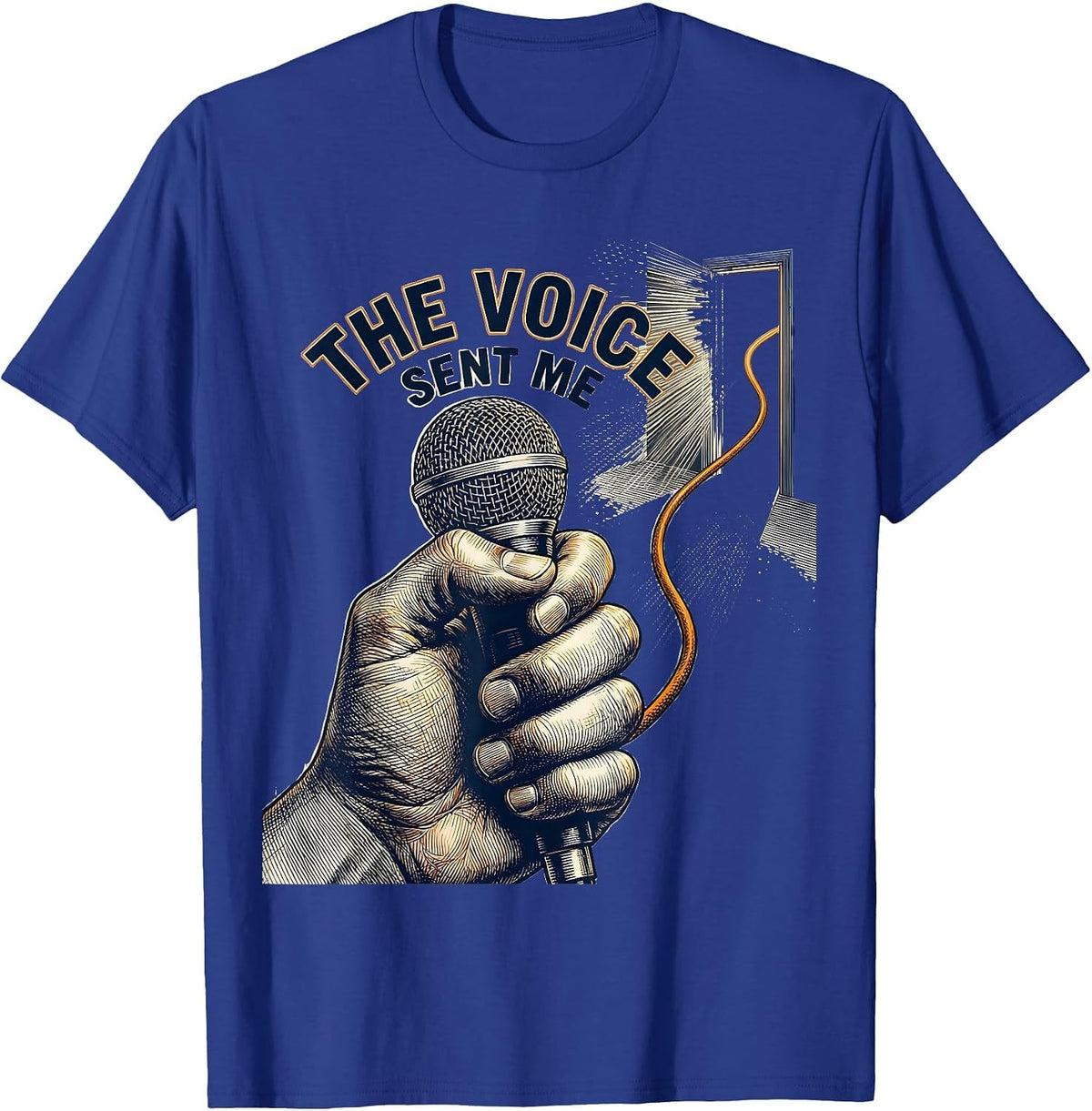 The Voice Sent Me Crosshatch Etching 911 Dispatcher Thin T-Shirt - Royal Blue