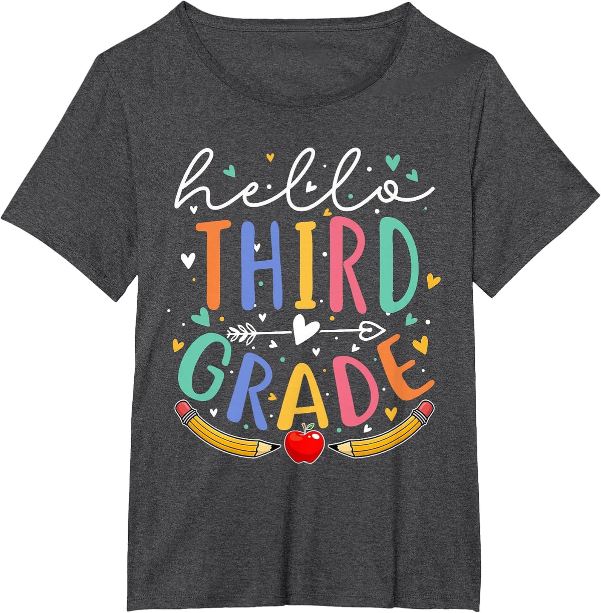 Hello 3rd Grade Tshirt Third Grade Back to School T-Shirt - Dark Heather Grey