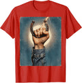 Men's Denim Cowgirl Horseshoe Lightning Bolt Graphic T-Shirt - Red