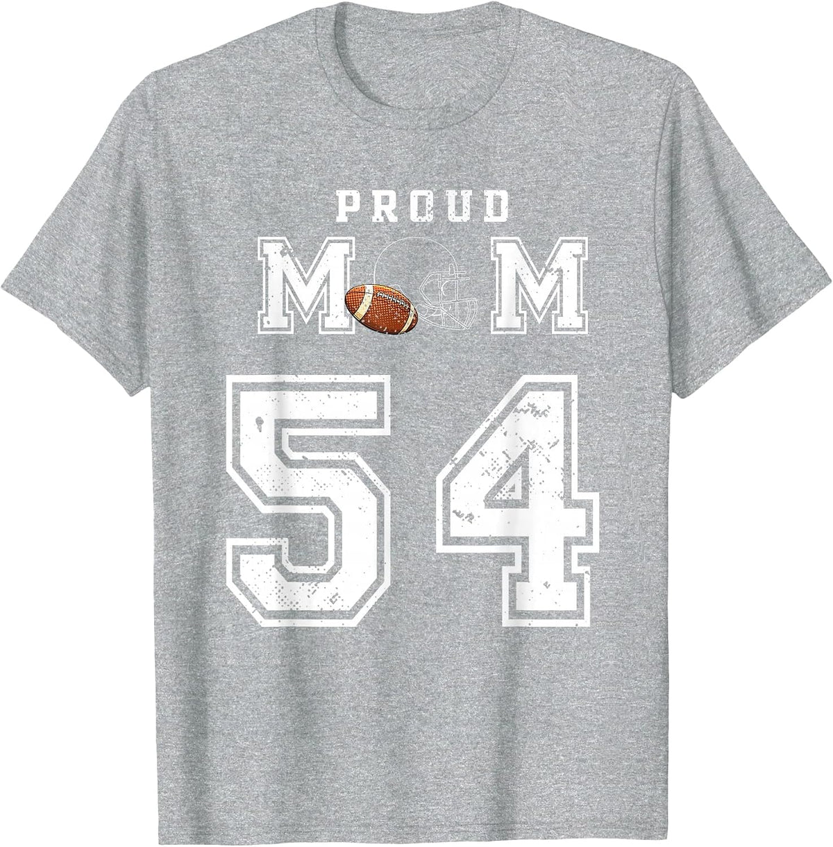 Custom Proud Football Mom Number 54 Personalized for Women T-Shirt - Heather Grey