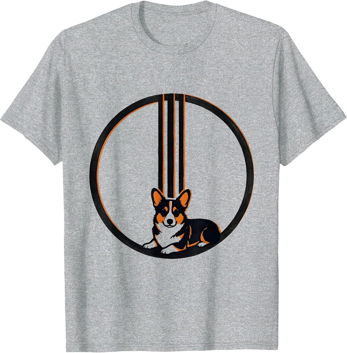 Men's Corgi Minimalist Breed Lover Retro Humor T-Shirt - Heather Grey