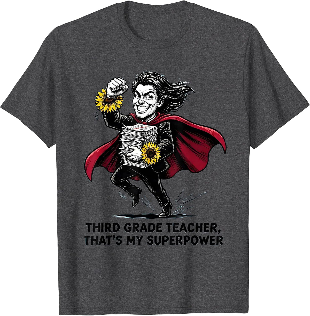 Men's Third Grade Teacher That's My Superpower Funny T-Shirt - Dark Heather Grey