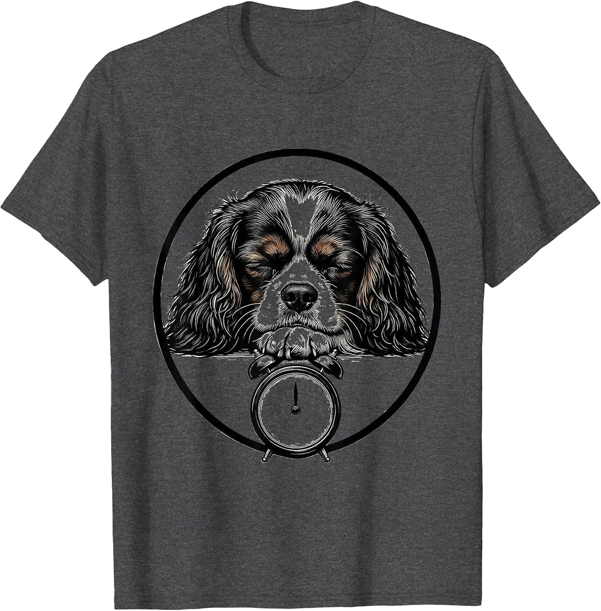 Men's Sleeping Cavalier King Charles Spaniel Funny Dog Lover T-Shirt - Dark Heather Grey