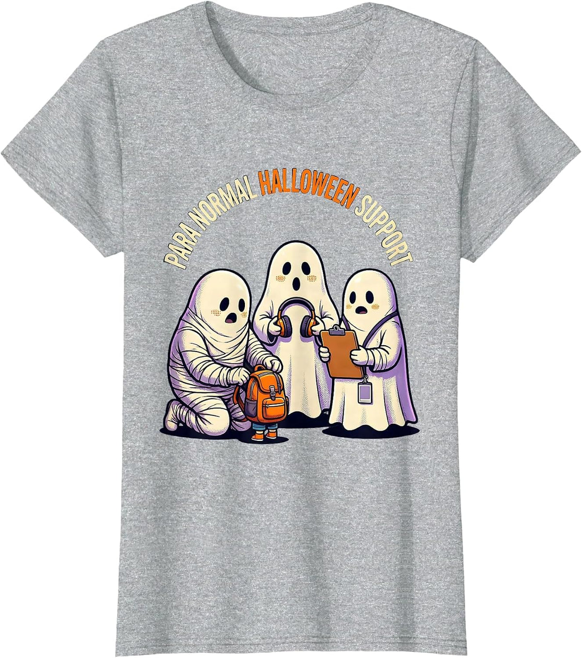 Para Normal Halloween Support Cartoon Para Teacher Aide T-Shirt - Heather Grey