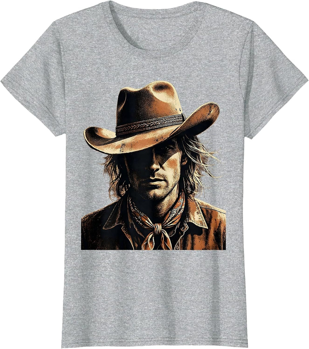 Cowgirl Hat Tilted Graphic Design T-Shirt - Heather Grey