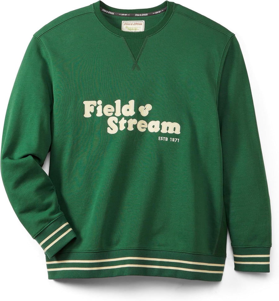 Field & Stream Tackle Twill French Terry Applique Crewneck - Field Green