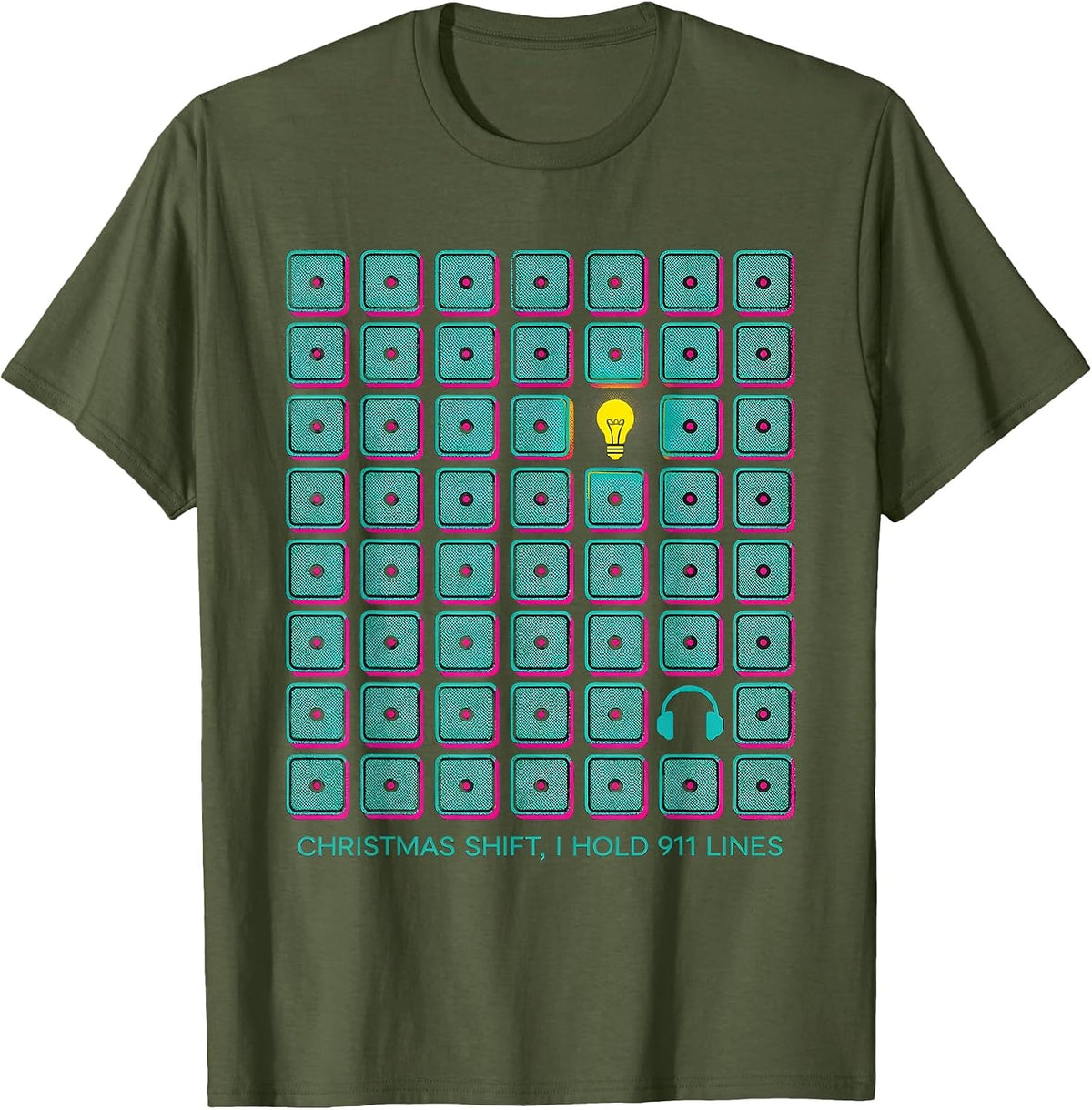 Men's Christmas Shift I Hold 911 Lines Funny 911 Dispatcher T-Shirt - Olive Green