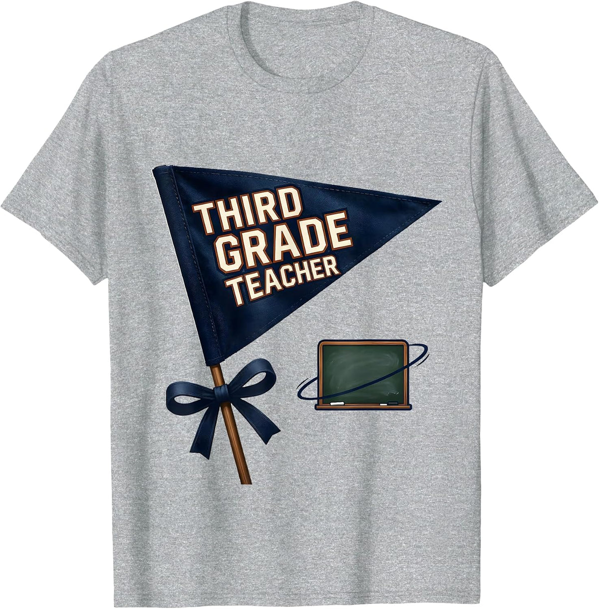 Men's Third Grade Teacher Pennant Flag Back To School Teacher T-Shirt - Heather Grey