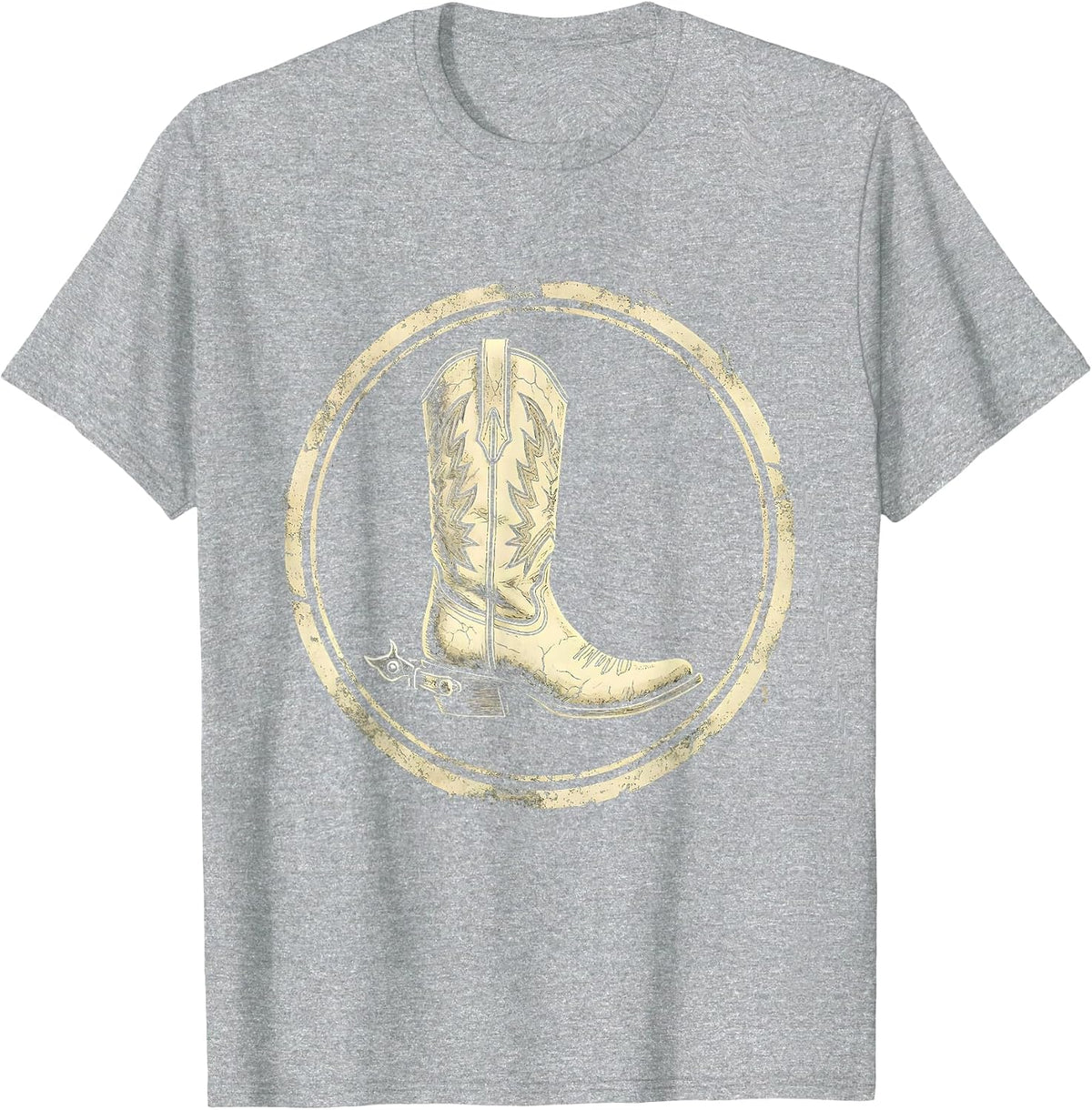 Men's Cowgirl Boots Spurs and Wildflowers Western Art T-Shirt - Heather Grey