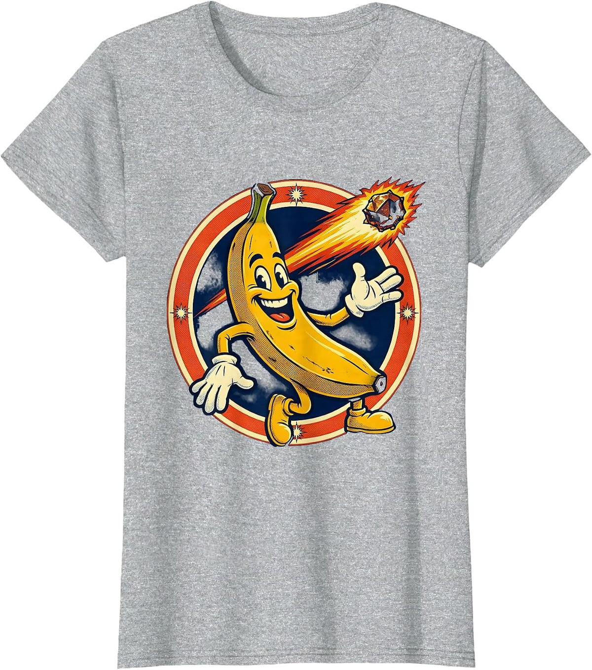 Banana Comet Blazing Across the Night Sky T-Shirt - Heather Grey