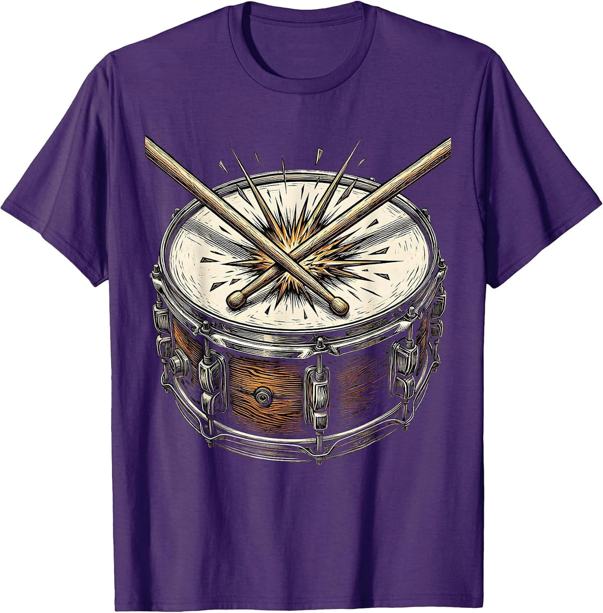 Music Teacher Drumsticks Snare Drum Sparks Graphic T-Shirt - Purple