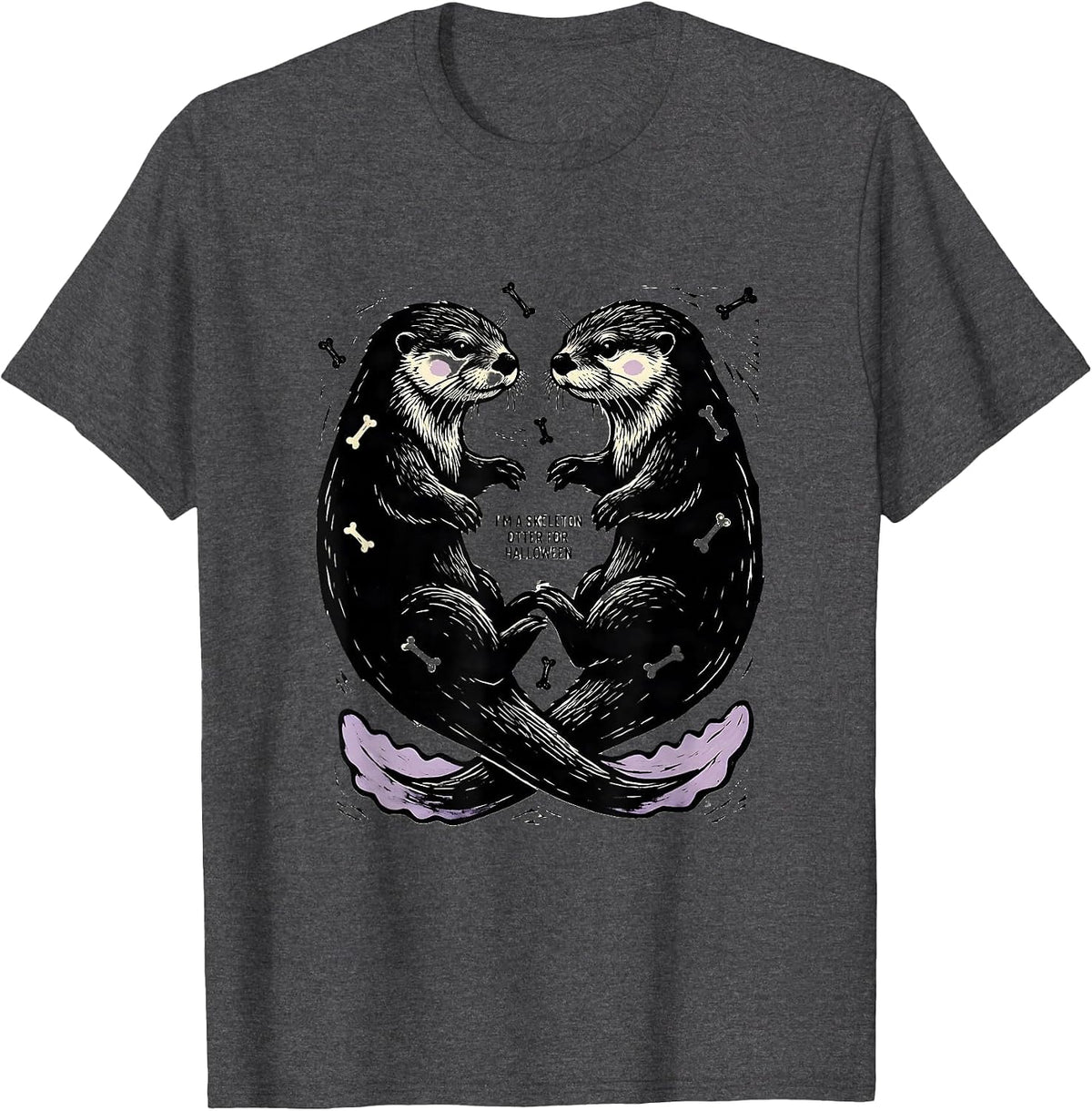 Men's I'm A Skeleton Otter For Halloween Kawaii Pastel-Goth T-Shirt - Dark Heather Grey