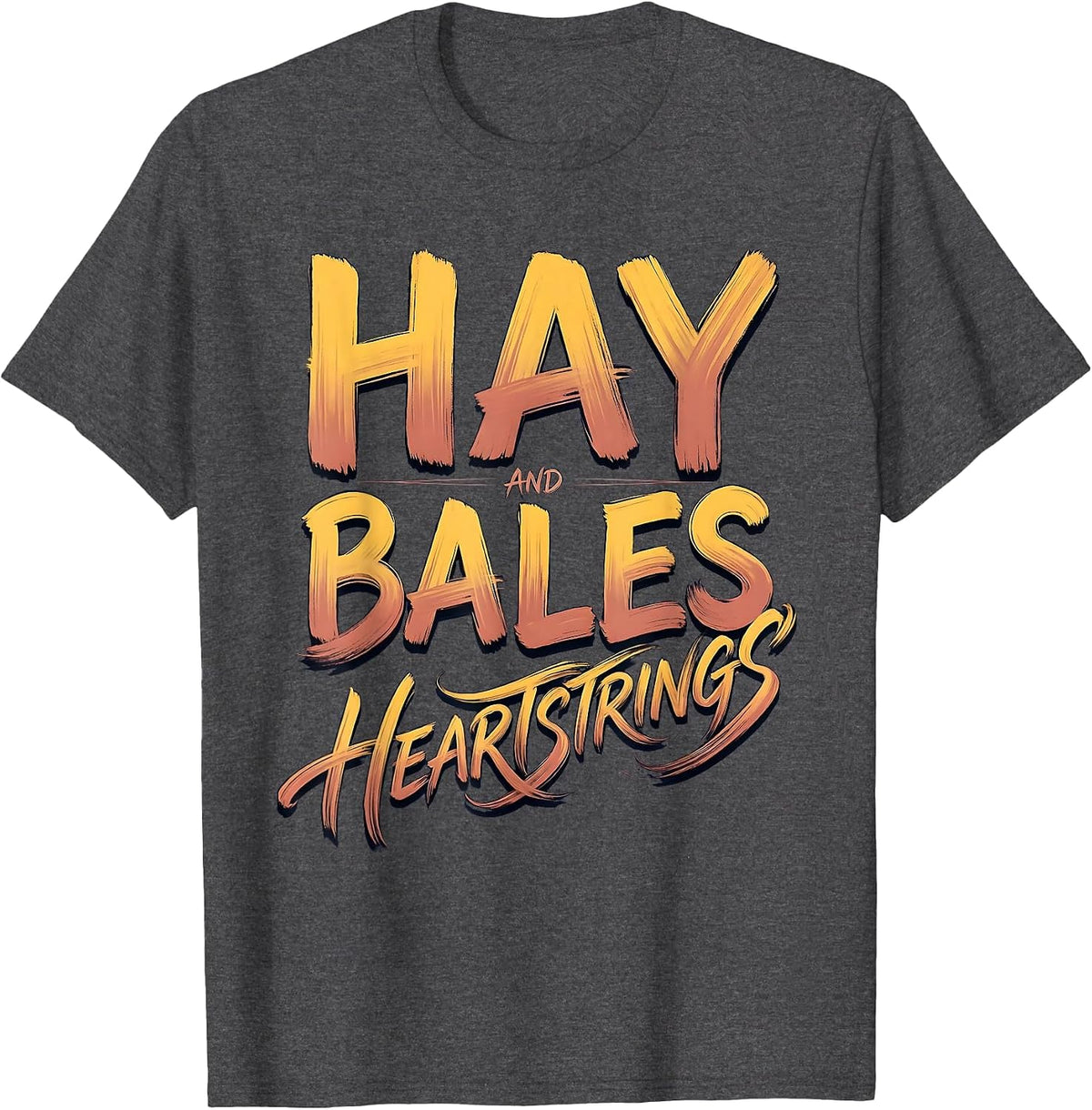 Hay Bales and Heartstrings Country Girl Design T-Shirt - Dark Heather Grey