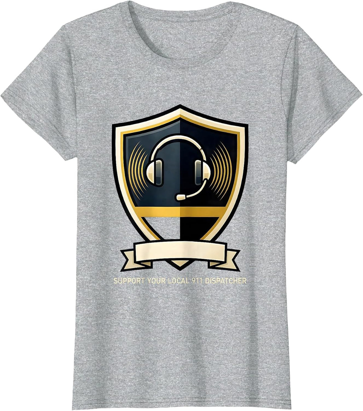 Women's Support Your Local 911 Dispatcher Tribute First Responder T-Shirt - Heather Grey