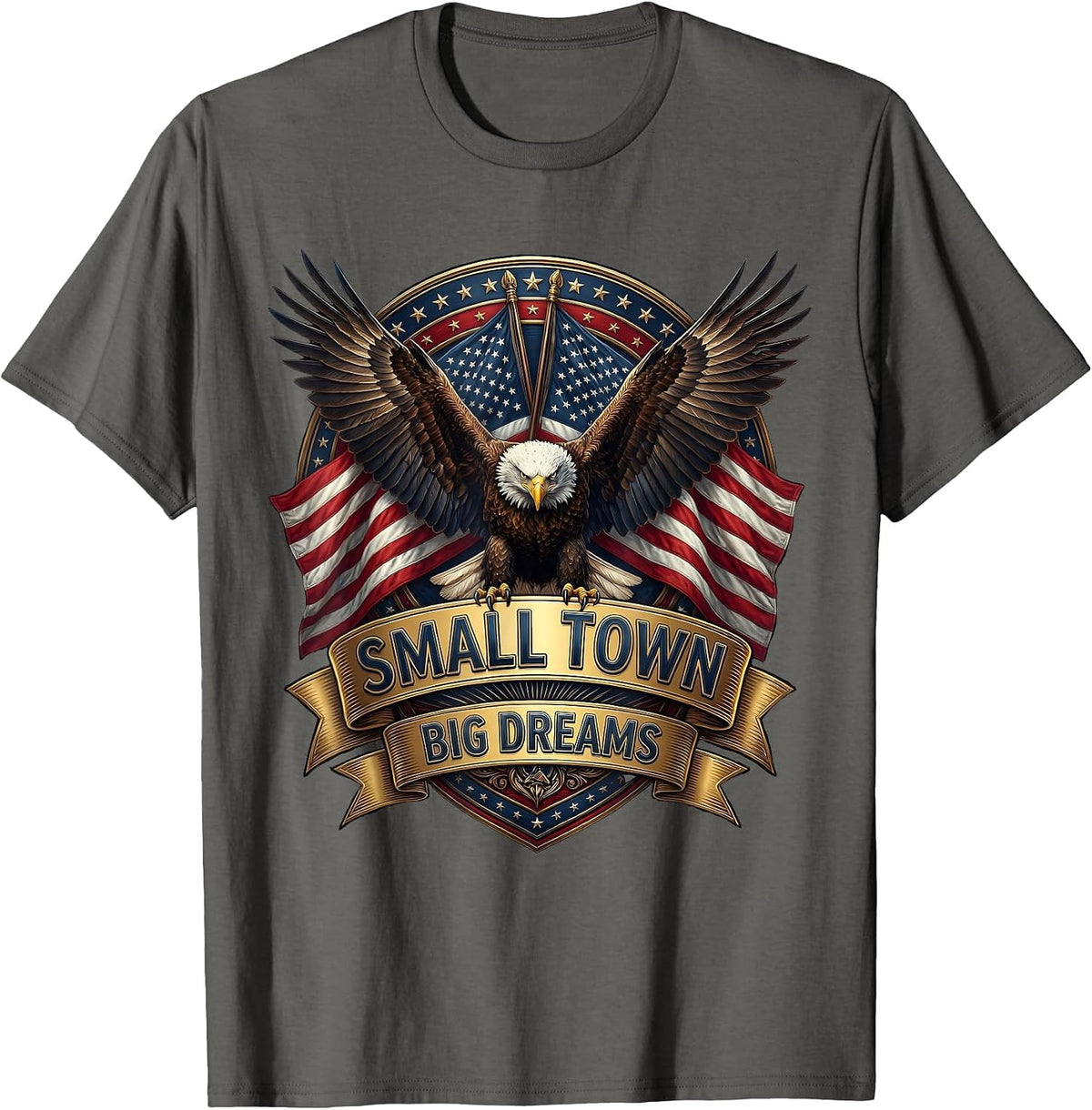 Small Town Big Dreams Country Girl Design T-Shirt - Asphalt Grey