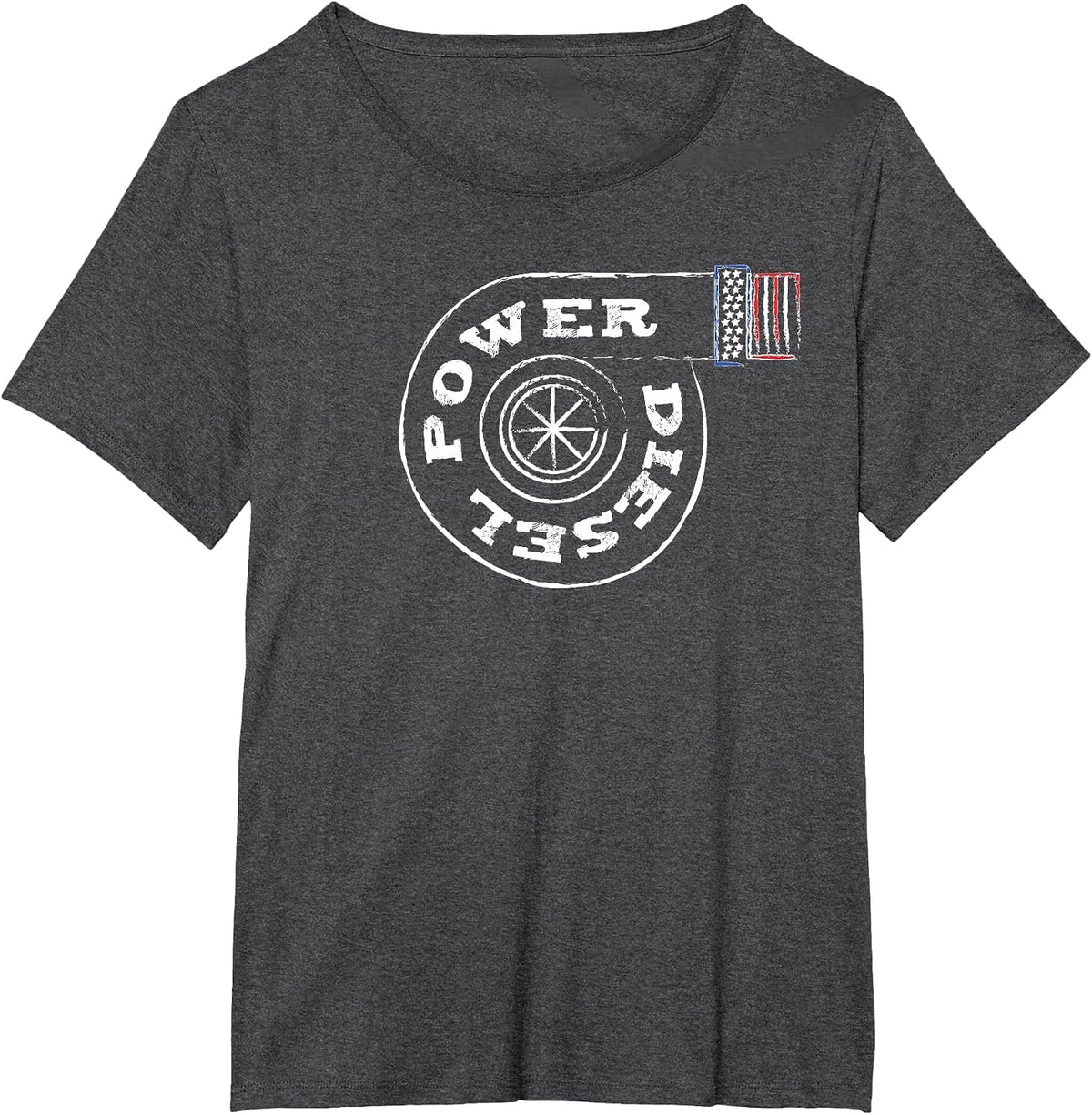 Diesel Power USA Flag Turbo Turbocharger T-Shirt - Dark Heather Grey