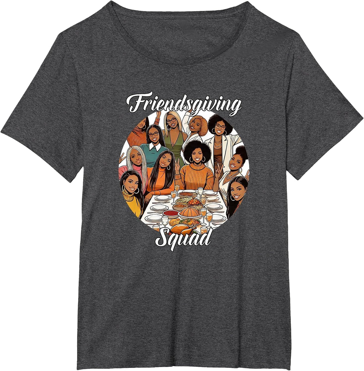 Black Friendsgiving Squad Thanksgiving African American T-Shirt - Dark Heather Grey