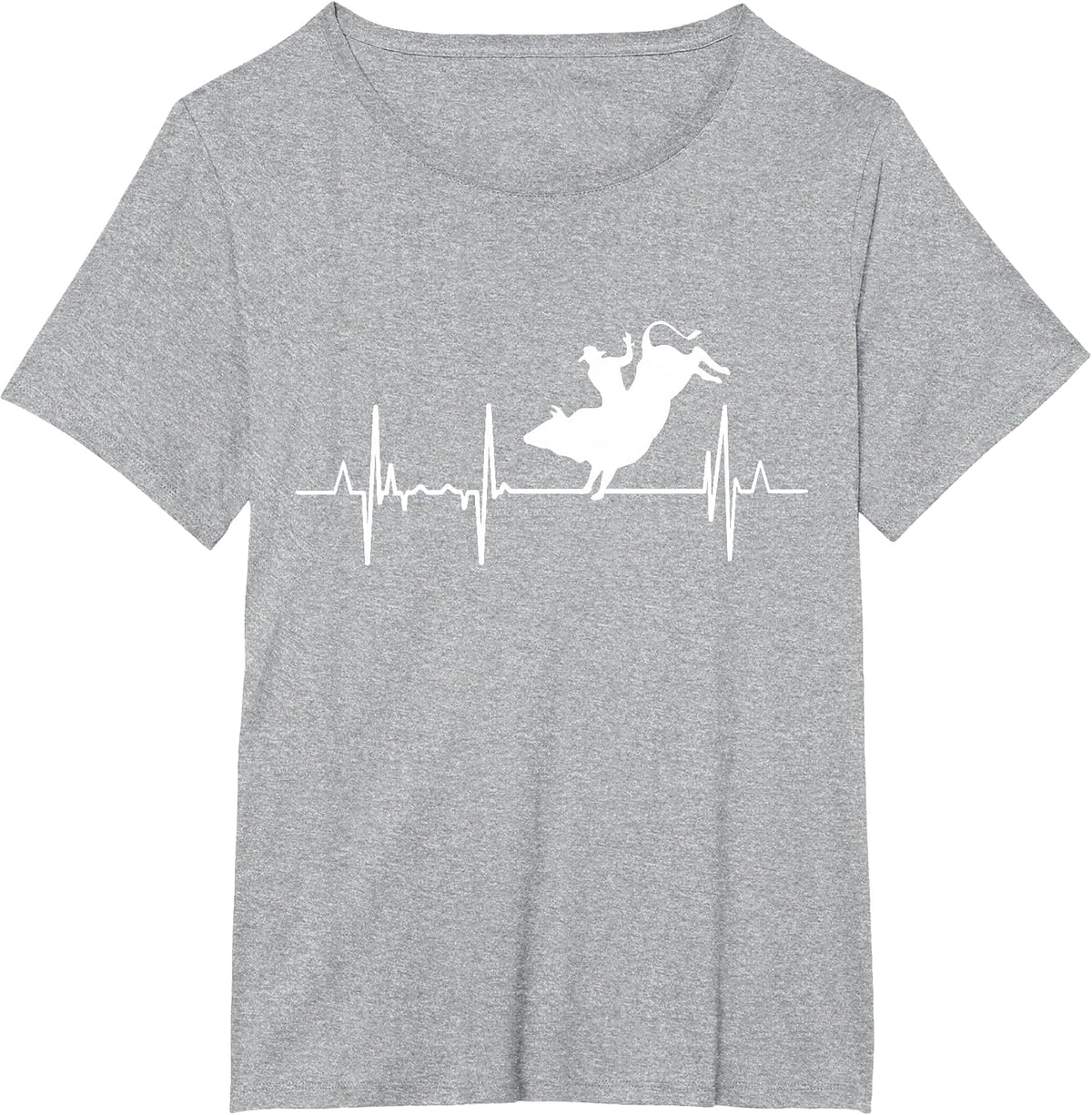 Bull Riding Heartbeat T-Shirt - Heather Grey