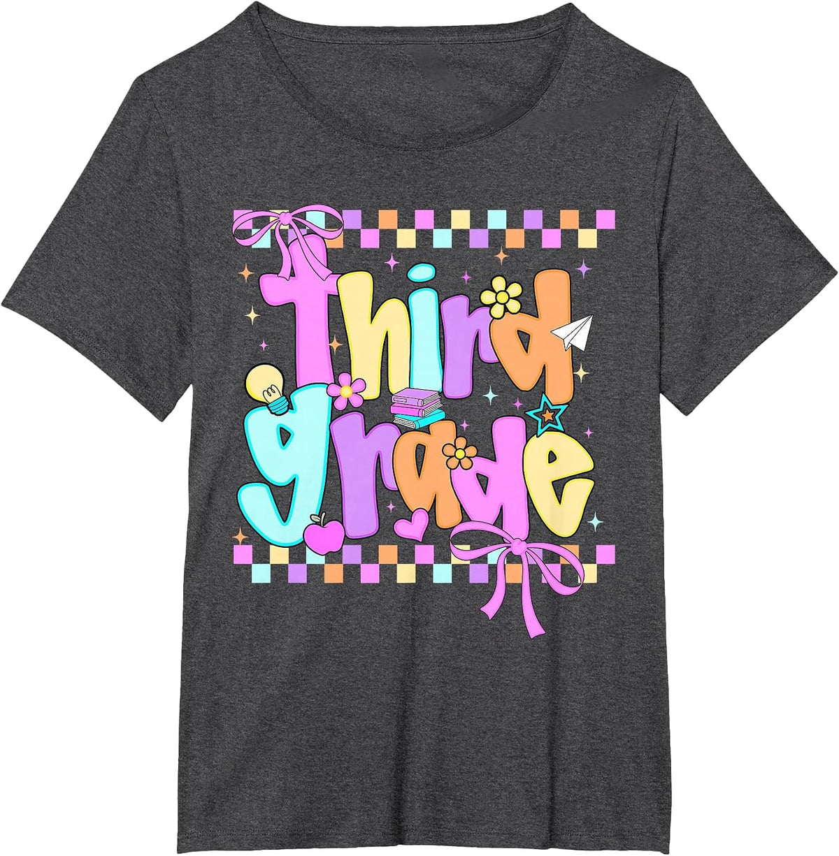 3rd Grade for Girls Back to School First Day of Third Grade T-Shirt - Dark Heather Grey