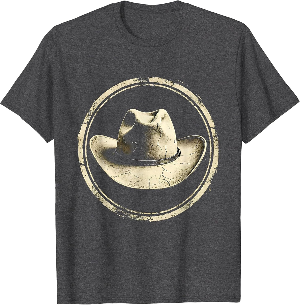 Men's Rhinestone Cowgirl Hat Wild Roses Graphic T-Shirt - Dark Heather Grey