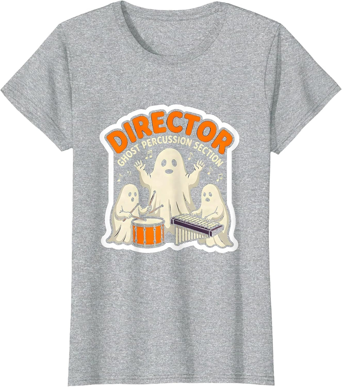 Director, Ghost Percussion Section Funny Music Teacher T-Shirt - Heather Grey