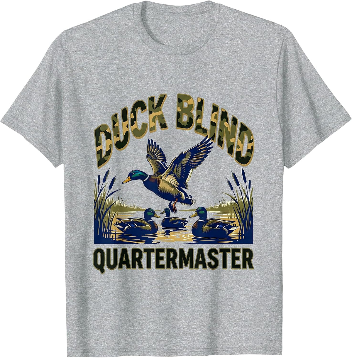 Men's Duck Blind Quartermaster Funny Duck Hunting Dad Humor T-Shirt - Heather Grey